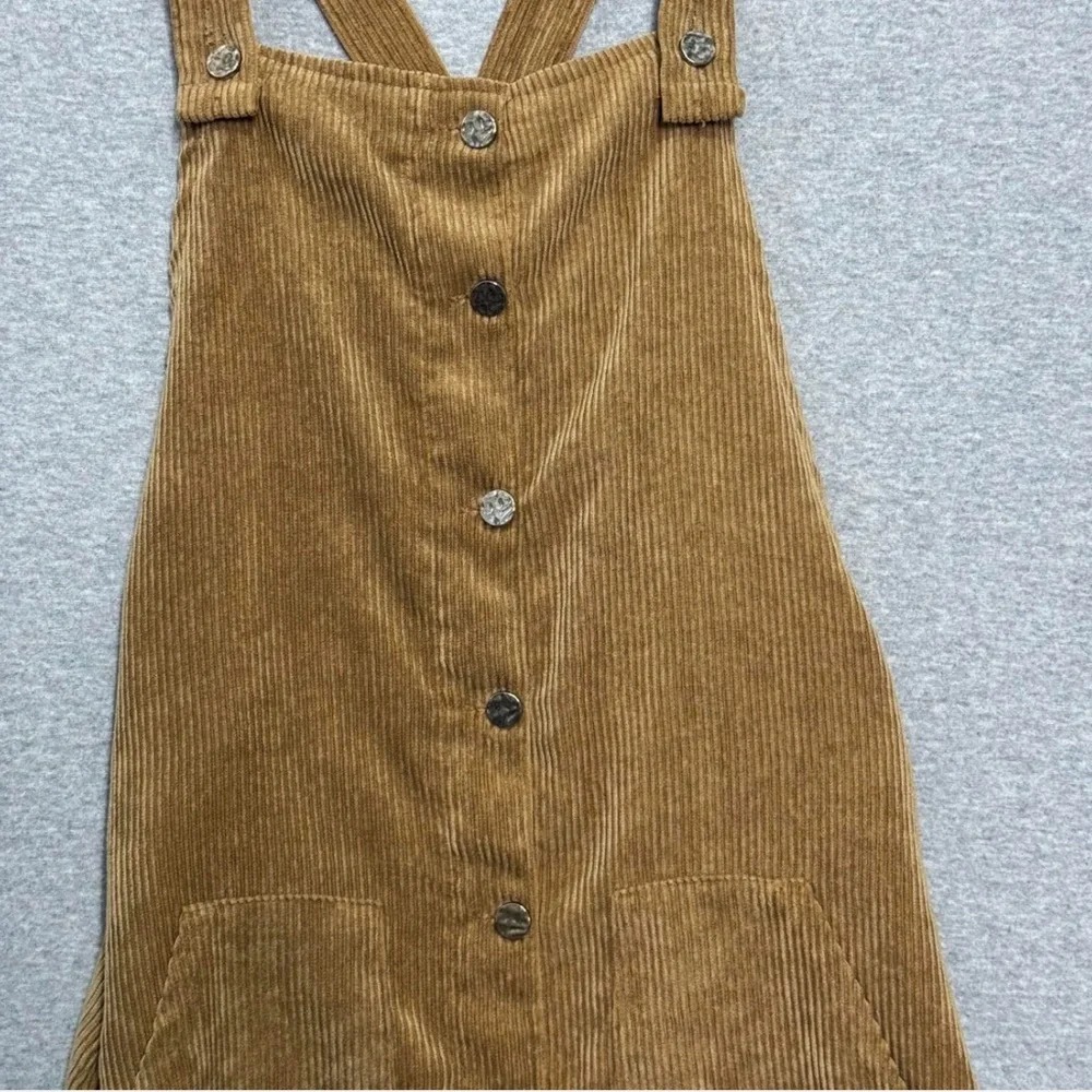 M Corduroy Button-Down Pinafore‎ Dress - Tan 90s Jumper Overall Dress Retro - Picture 8 of 9